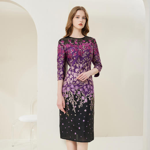 NA830斯尔丽春季新款奢华定位提花宴会礼服裙连衣裙收腰显瘦 商品图2