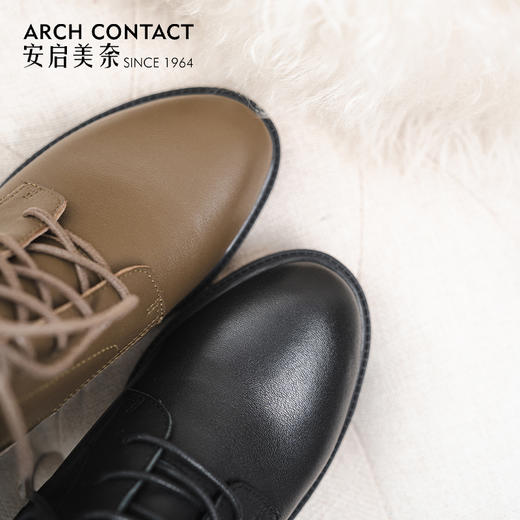 ARCH CONTACT安启美奈秋冬舒适细摔纹牛皮马丁靴女靴 商品图1