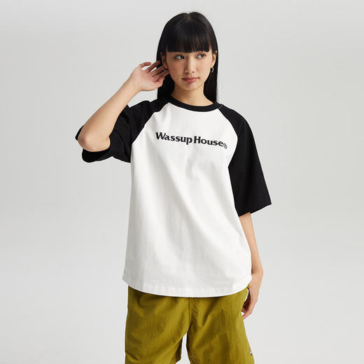 WassupHouse 基础logo拼色插肩袖短袖T恤 商品图10