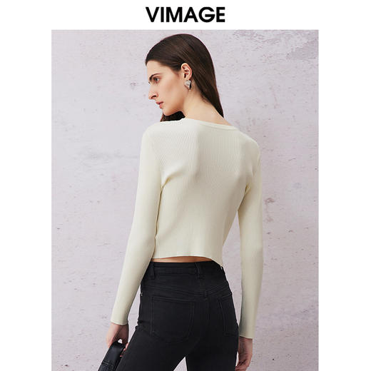 VIMAGE纬漫纪春季新款百搭修身针织衫上衣V2101710 商品图4