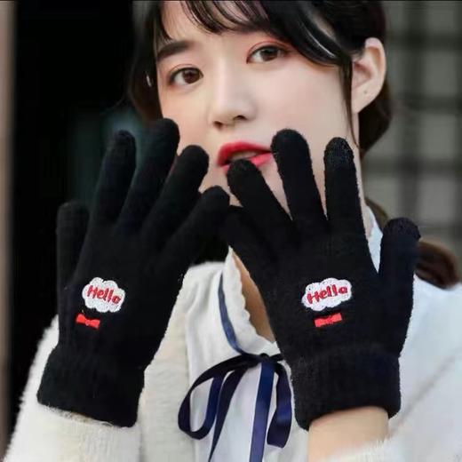 「四色可选！韩版刺绣手套」手套女学生保暖手套可触屏加绒防寒冬季可爱笑脸韩版刺绣骑行手套配饰 商品图1