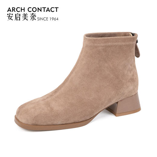 ARCH CONTACT安启美奈秋冬新品羊反绒中跟圆头女靴 商品图12