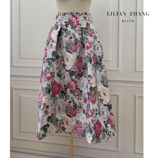 定制-法式复古—牡丹立体浮雕-轻奢高腰织锦 气质半身裙  2203011 商品图2