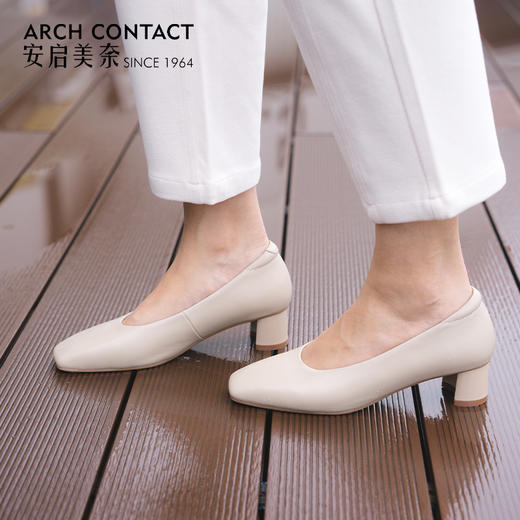 ARCH CONTACT安启美奈秋季新品舒适足弓鞋垫中跟方头舒适女鞋 商品图7