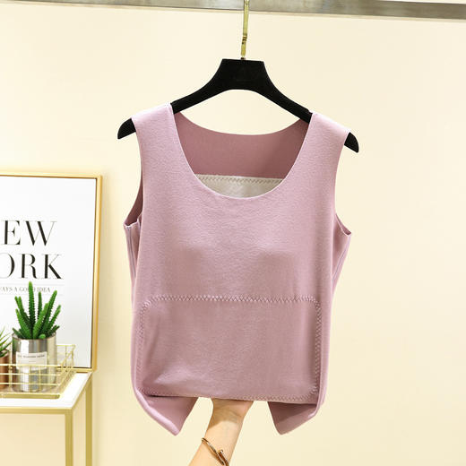 雀说 秋冬季无痕保暖背心贴片暖肚护腰打底衫一体胸垫女上衣4ZF-YSY7867 商品图3