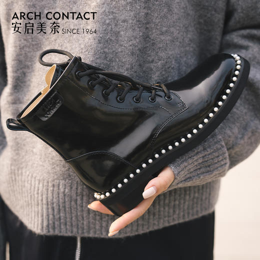 软底马丁靴 | ARCHCONTACT安启美奈 圆头珍珠边52881 商品图6