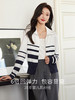 【专属特价】熙世界拉链翻领条纹针织衫女2025秋款显瘦时尚洋气减龄开衫外套 商品缩略图1