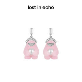 lost in echo2023秋冬新品Yetti怪兽植绒⽿环小众设计珍珠耳钉女