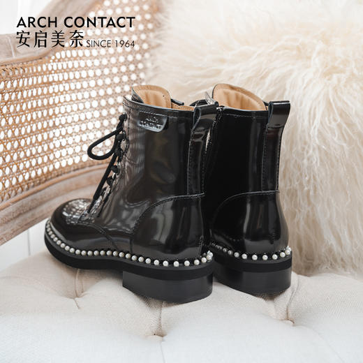 软底马丁靴 | ARCHCONTACT安启美奈 圆头珍珠边52881 商品图3