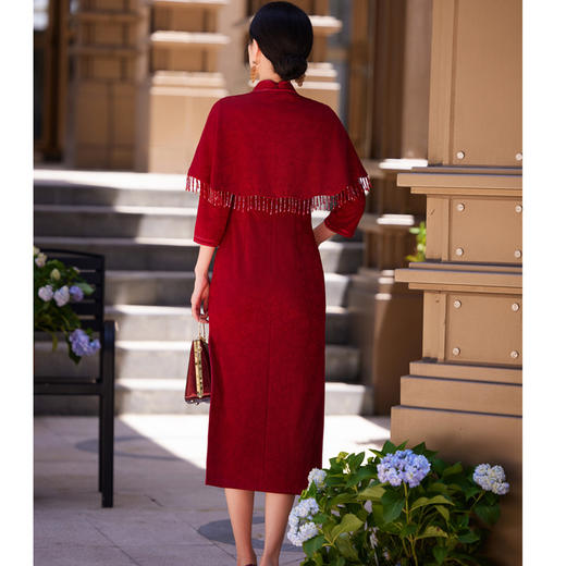 XS-816喜婆婆礼服旗袍斗篷两件套优雅知性减龄婚礼新中式 商品图3