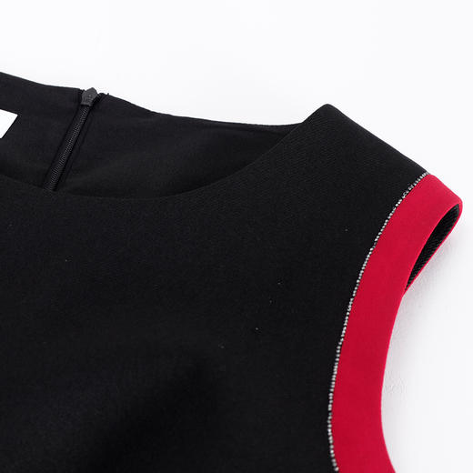 RE8A3斯尔丽春上新撞色修身圆领烫钻两件套外套+连衣裙 商品图4