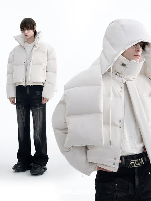 TIWILLTANG启世录“翎寂巍耀”高颜值帽巾一体可拆卸嵿级羽绒服冬 商品图1