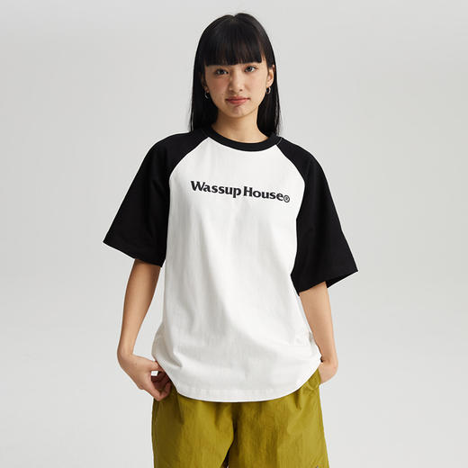WassupHouse 基础logo拼色插肩袖短袖T恤 商品图9