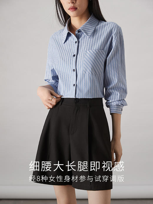 【专属特价】熙世界百搭垂感西装短裤女2025秋夏高腰显瘦宽松四分直筒休闲裤 商品图1