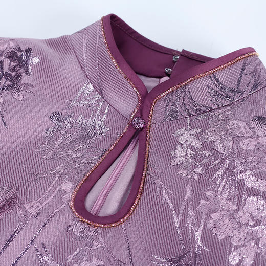 NA827斯尔丽春季新款旗袍领定位提花小A裙含桑蚕丝收腰连衣裙 商品图4