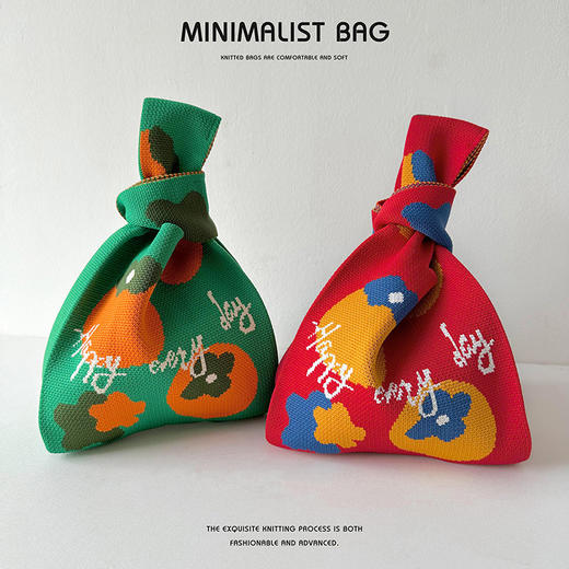 新年红色喜庆伴手礼针织包女童吉祥如意手提包可爱百搭柿子托特包 商品图2