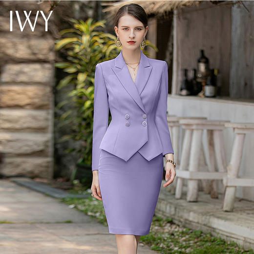IWY/高级感紫色西装外套女教资面试职业裙装气质显瘦美容院工作服正装CS1851 商品图4