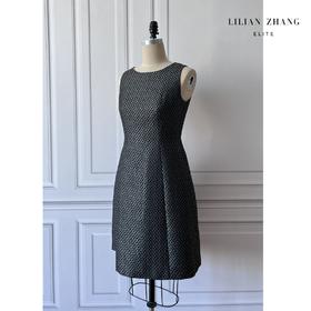 ELITE 暗纹提花马甲连衣裙 - 复古时尚轻奢无袖通勤中裙  2201085