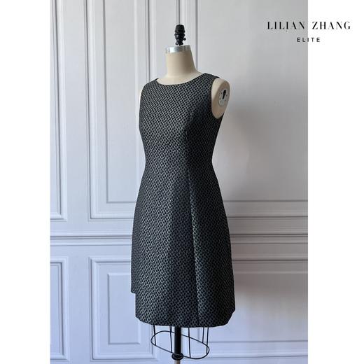 ELITE 暗纹提花马甲连衣裙 - 复古时尚轻奢无袖通勤中裙  2201085 商品图0