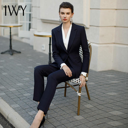 IWY/气质藏青色西装套装女秋冬售楼部前台工作服高端商务职业装CP1944 商品图2