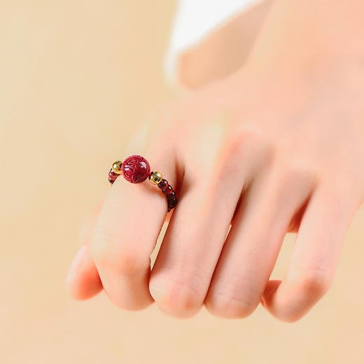 灵机吉品 六字真言紫金砂弹力戒指 商品图4