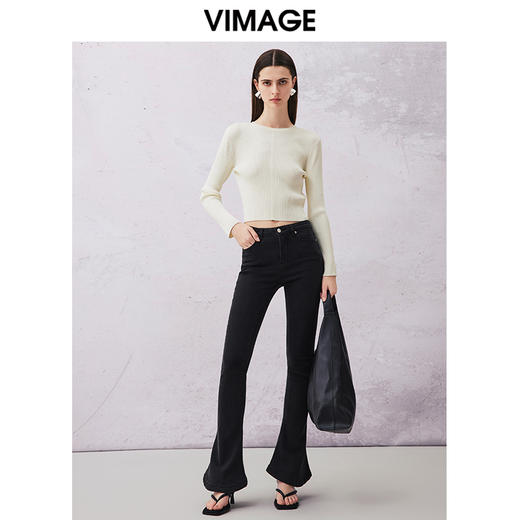 VIMAGE纬漫纪春季新款百搭修身针织衫上衣V2101710 商品图1