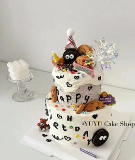 黑巢-卡哇伊奥利奥双层蛋糕生日蛋糕