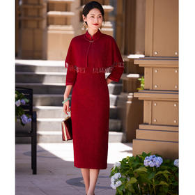 XS-816喜婆婆礼服旗袍斗篷两件套优雅知性减龄婚礼新中式