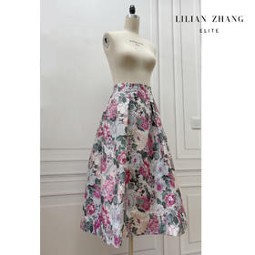 定制-法式复古—牡丹立体浮雕-轻奢高腰织锦 气质半身裙  2203011