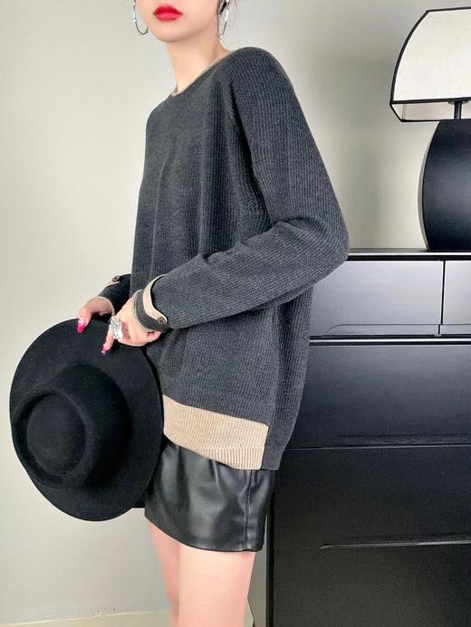 女撞色毛衣6803 商品图3