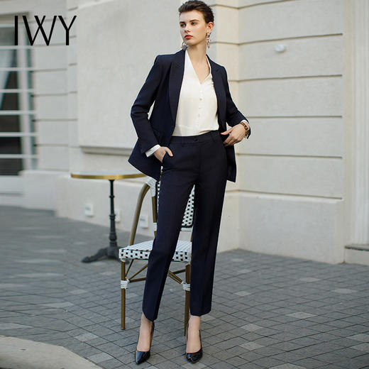 IWY/气质藏青色西装套装女秋冬售楼部前台工作服高端商务职业装CP1944 商品图1