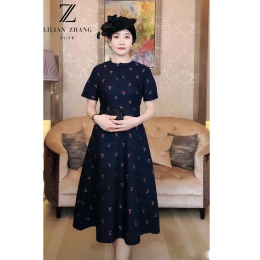 樱桃款-古着新穿-法式复古优雅赫本风修身轻奢高腰连衣裙 2201056 商品图0