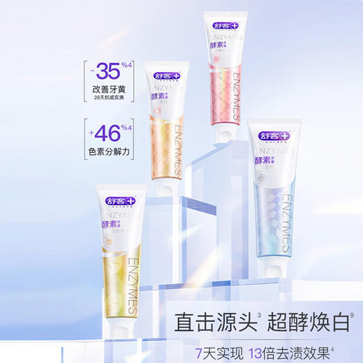 舒客酵素牙膏组合装青柠120g*2+防蛀固齿140g*2清新美白牙齿含氟防蛀 商品图1