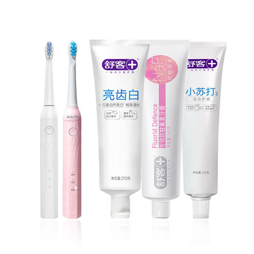 爆款舒客电动牙刷N1皓月白送470克美白牙膏 牙膏新老包装随机发（电动牙刷四个刷头一年内免费换新） 商品图0