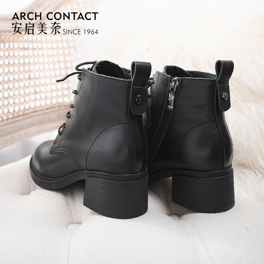 ARCH CONTACT安启美奈秋冬舒适细摔纹牛皮马丁靴女靴 商品图4