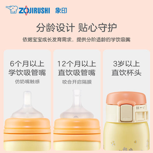 贝亲*象印联名[诗人花园]婴童小月龄学饮吸管嘴不锈钢保温杯套装 商品图2