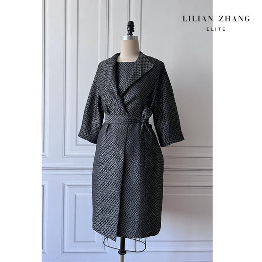 定制-春秋百搭-时尚气质中长款系带束腰连袖宽松茧型风衣 2207003 商品图2