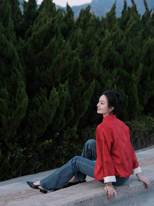 盛唐牡丹 |真丝提花玉扣小立领外套 商品图12