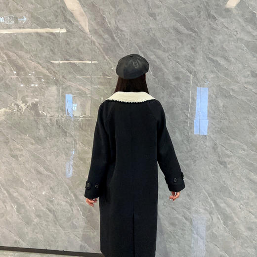 212WS撞色翻领呢绒长外套31113（黑） 冬季 312094032105 商品图3