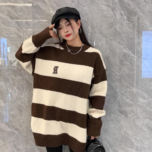 316WS拼色横条纹R字母套头毛织30918（条纹） 秋季 316143032105 商品图0