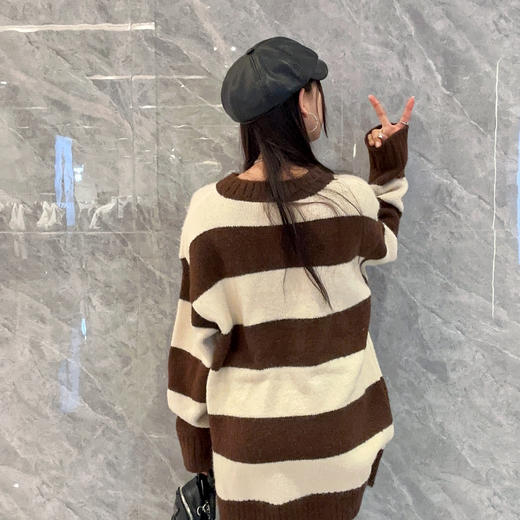 316WS拼色横条纹R字母套头毛织30918（条纹） 秋季 316143032105 商品图2