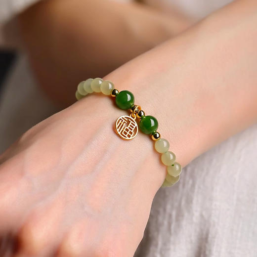 【推荐】和田玉纳福手串 优选玺晶级和田玉 超国标S925水性银 商品图3