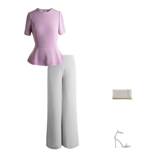 春夏时尚-圆领短袖荷叶摆修身女士通勤 纯色短款上衣套衫 1802018 商品图1