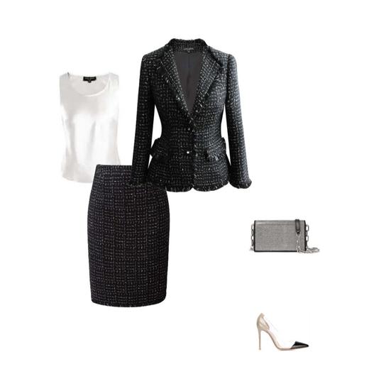 优雅气质-复古小香风套装-粗花呢显瘦  纯色舒适半身裙   2003011 商品图4