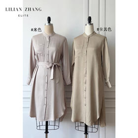 定制-收藏级—精简质感衬衫连衣裙- 优雅直筒长袖衬衫裙  2201023