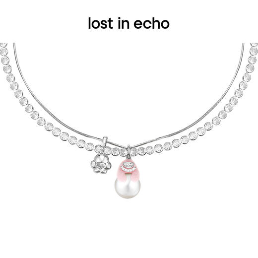 lost in echo2023秋冬新品Yetti雪怪滚雪球植绒双层珍珠项链 商品图0