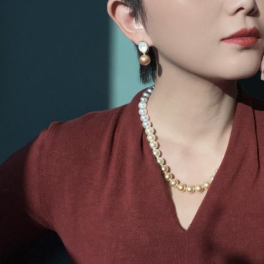 PEARLSIDE 渐变四季彩珍珠项链/金珠贝珠贝壳耳钉 商品图9