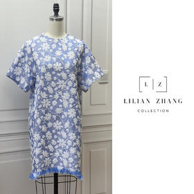 莫奈花园—欧洲织锦Oversize提花圆领连衣裙碎花女款春夏2201027