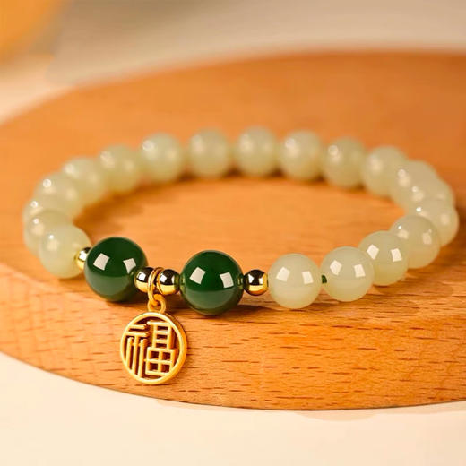 【推荐】天然和田玉纳福手串  优选玺晶级和田玉 超国标S925水性银 商品图0