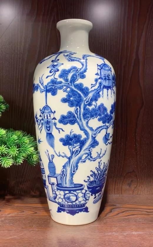 柴窑吉祥如意博古瓶 商品图0